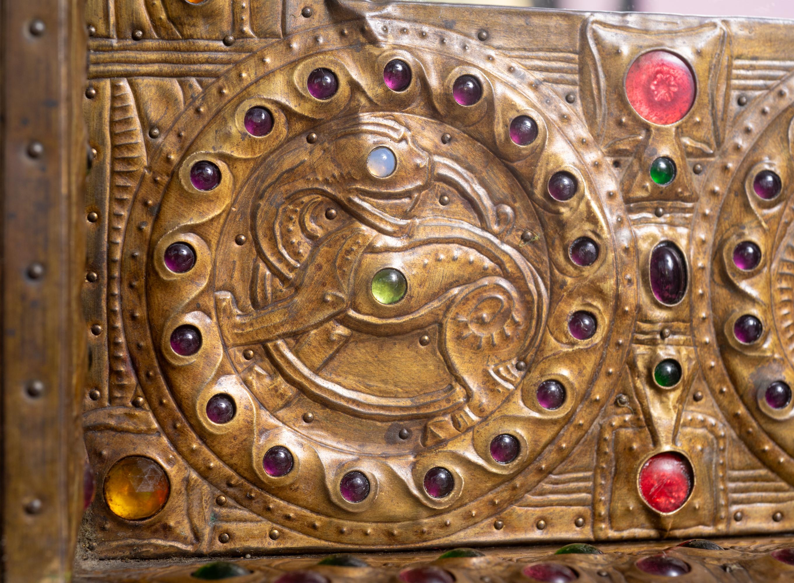 Art Nouveau Adorned Gothic Repoussé Mirror by Alfred Daguet For Sale 1