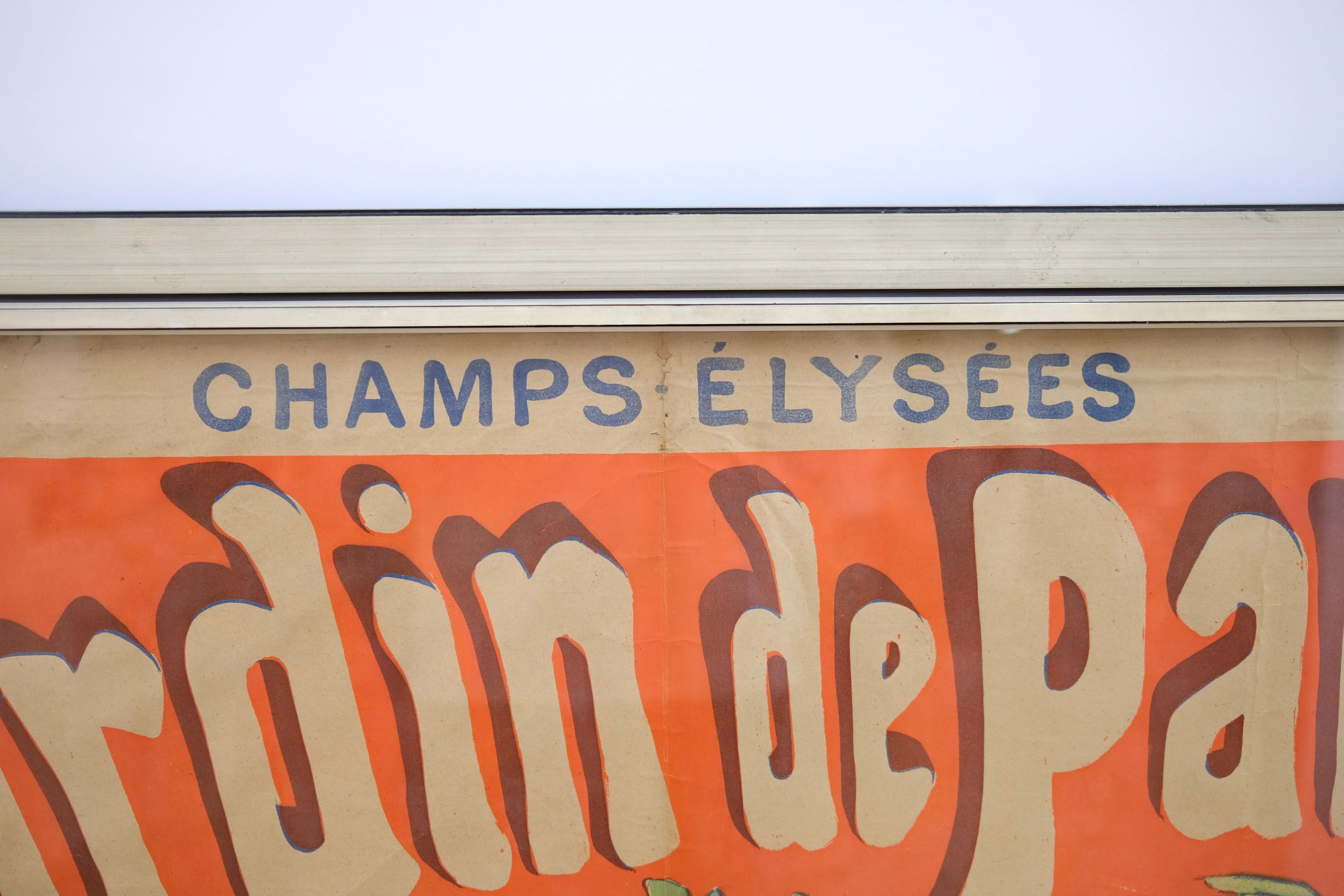 Français Affiche publicitaire Art nouveau pour le bal JARIN DE PARIS aux Champs Élysées en vente