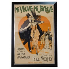 Art Nouveau Advertising Poster for the Operetta Ni Veuve Ni Joyeuse
