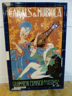 Art Nouveau Advertising Tile Poster from Canals&Nubiola's Wine Cellar