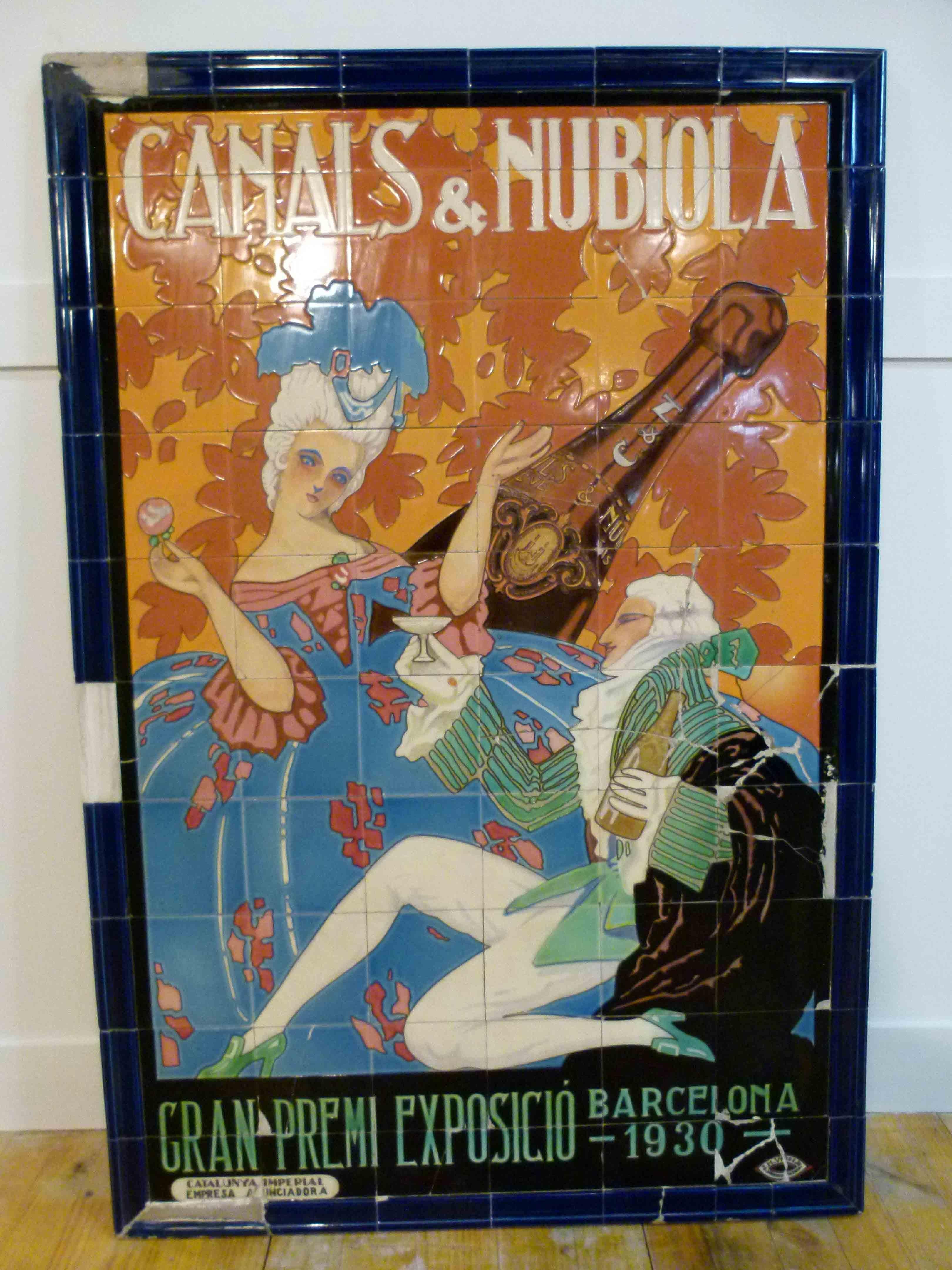 Spanish Art Nouveau Advertising Tile Poster from Canals&Nubiola's Wine Cellar