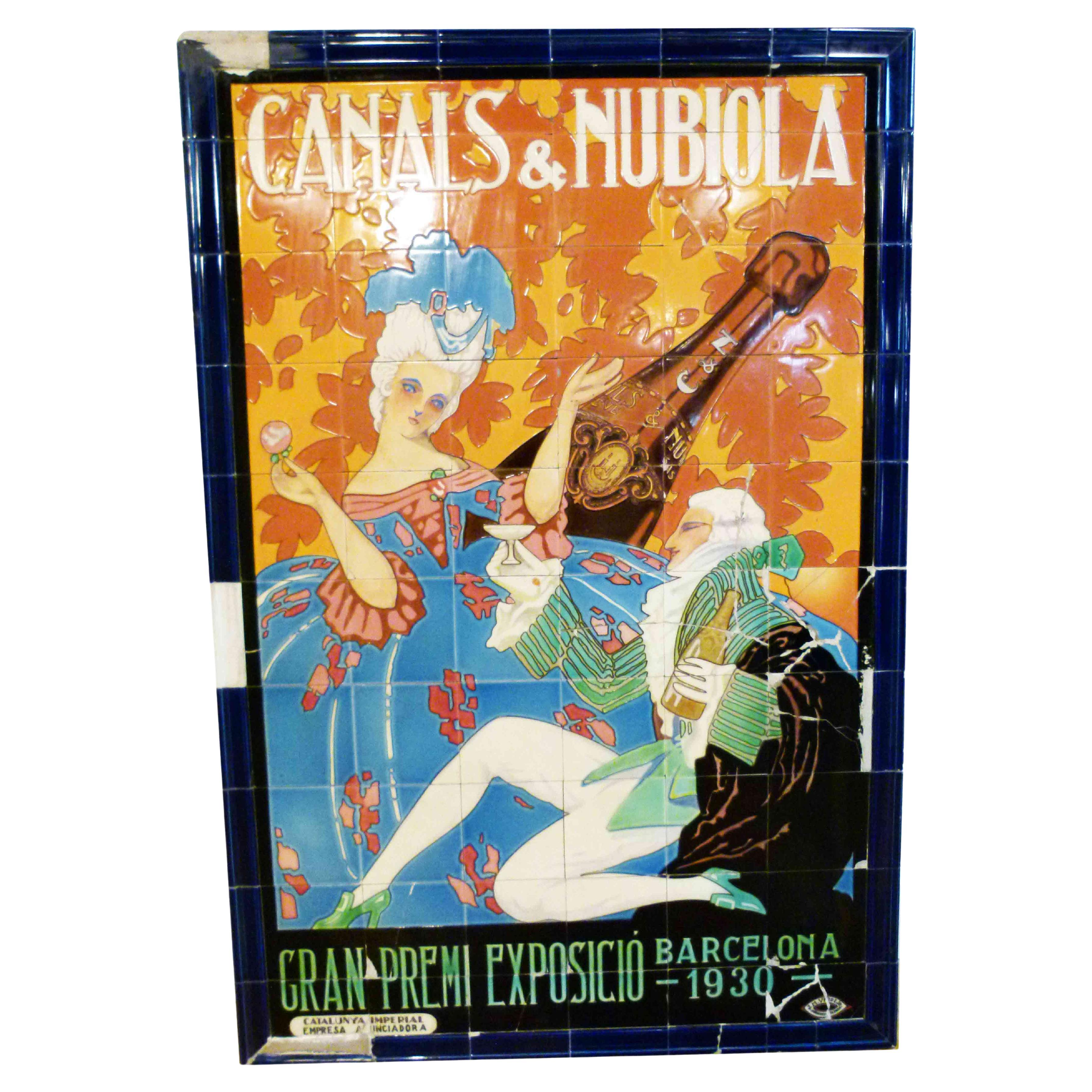 Art Nouveau Advertising Tile Poster from Canals&Nubiola's Wine Cellar