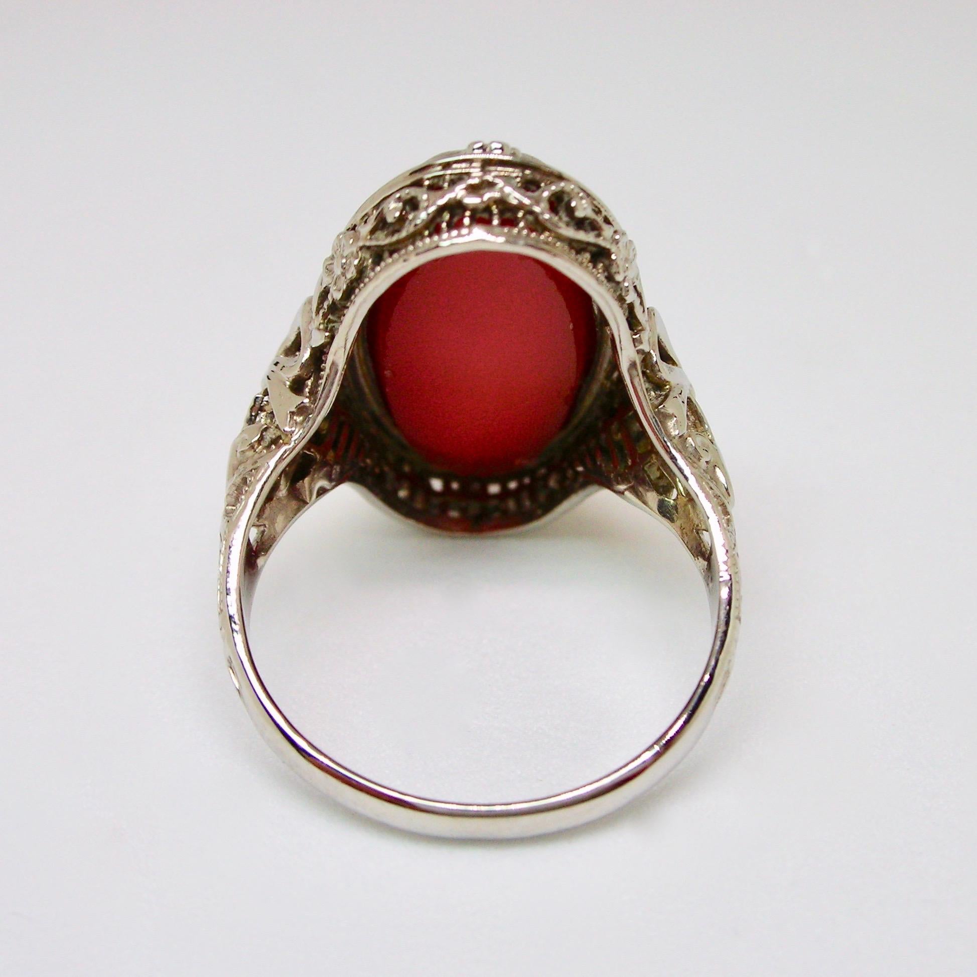 Art Nouveau Agate Signet ring in white gold  In Good Condition In Milano, MI