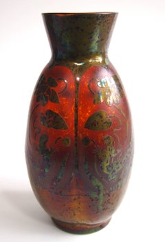 Art Nouveau Bohemian Aged Metal Effect Carl Goldberg Salamander Cameo Glass Vase