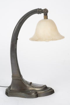 Art Nouveau Alabaster and Pewter Table Lamp (1910)