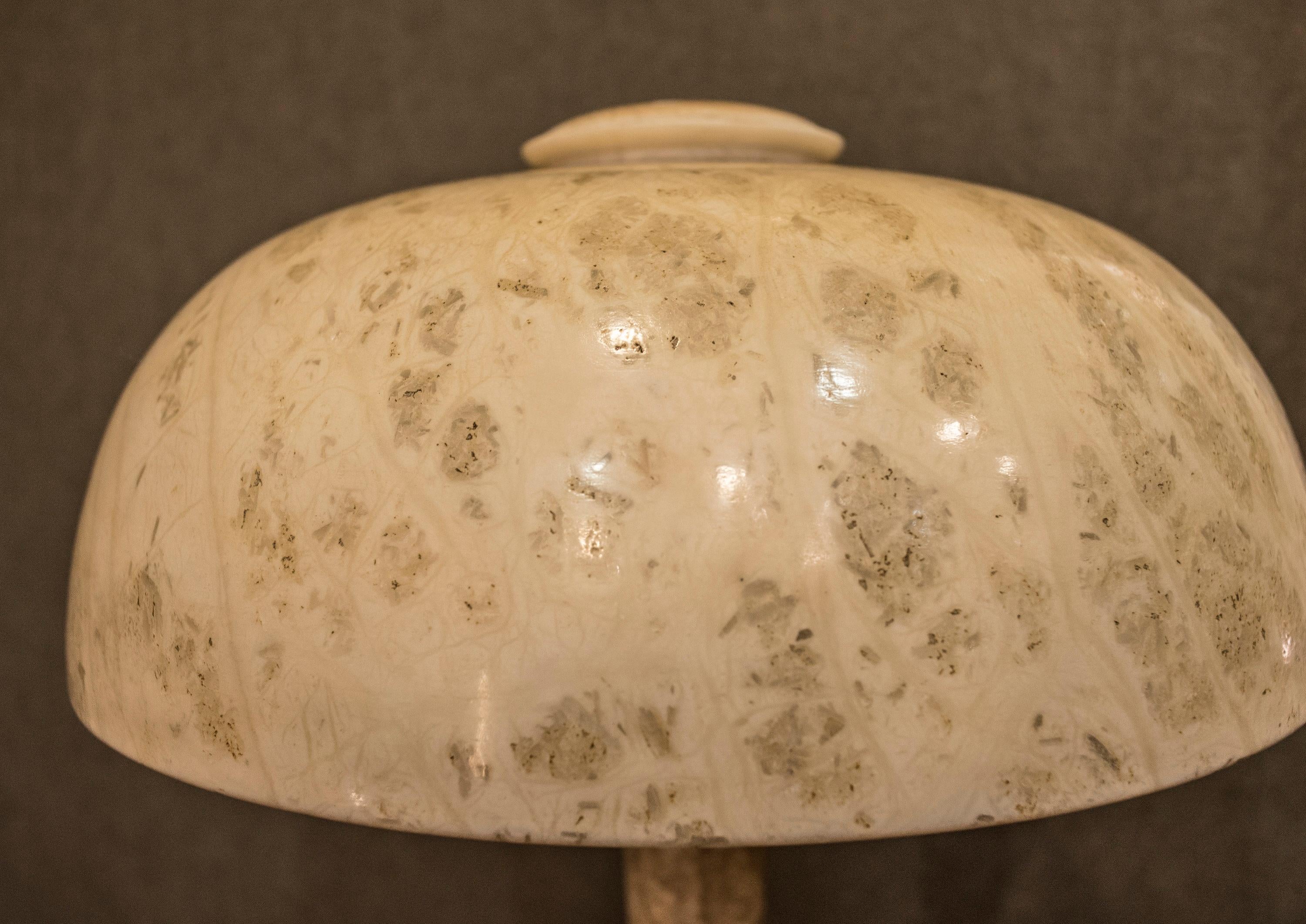 Art Nouveau French  table lamp in Alabaster Beige Mushroom Shaped , 1900 4