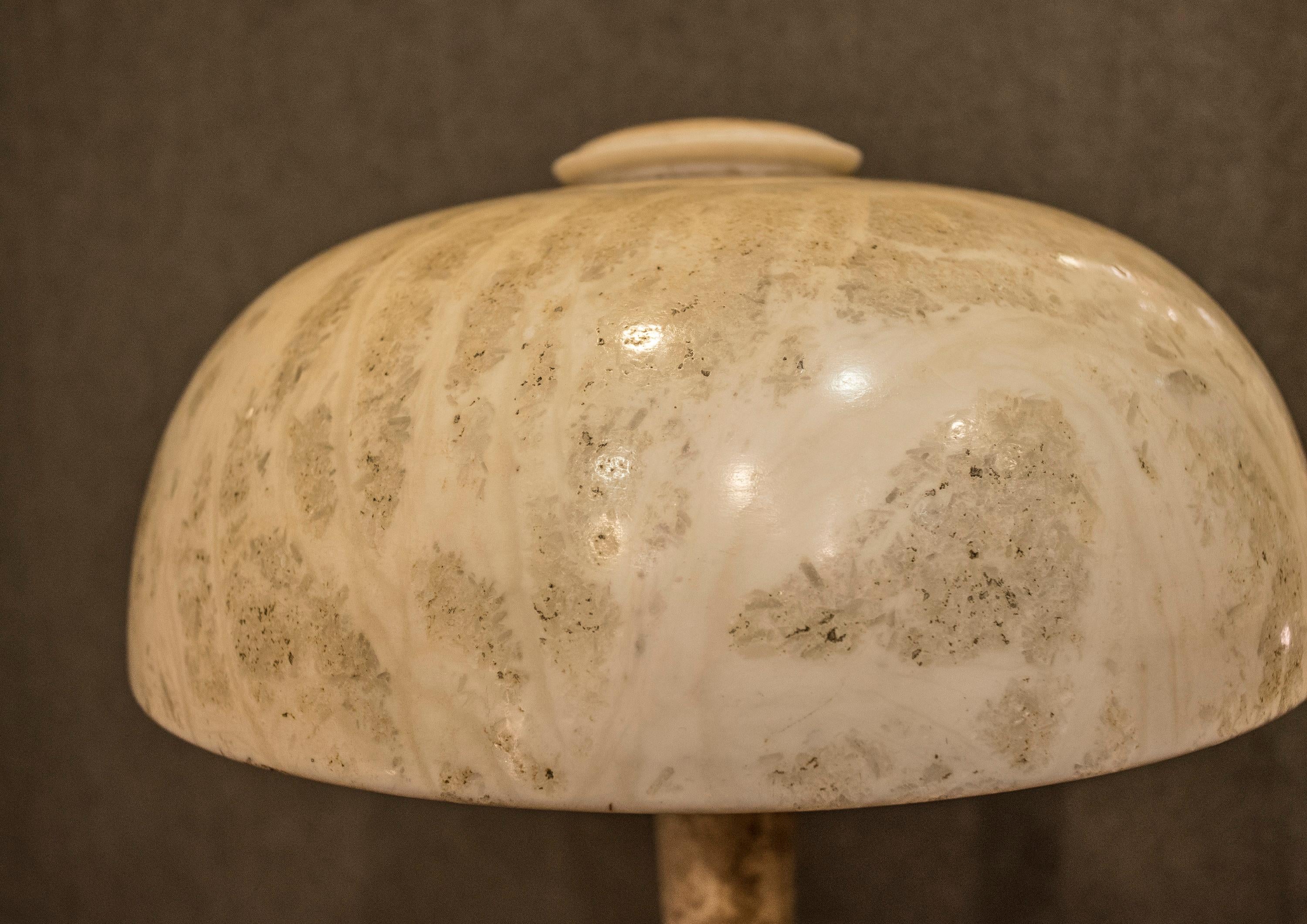 Art Nouveau French  table lamp in Alabaster Beige Mushroom Shaped , 1900 5