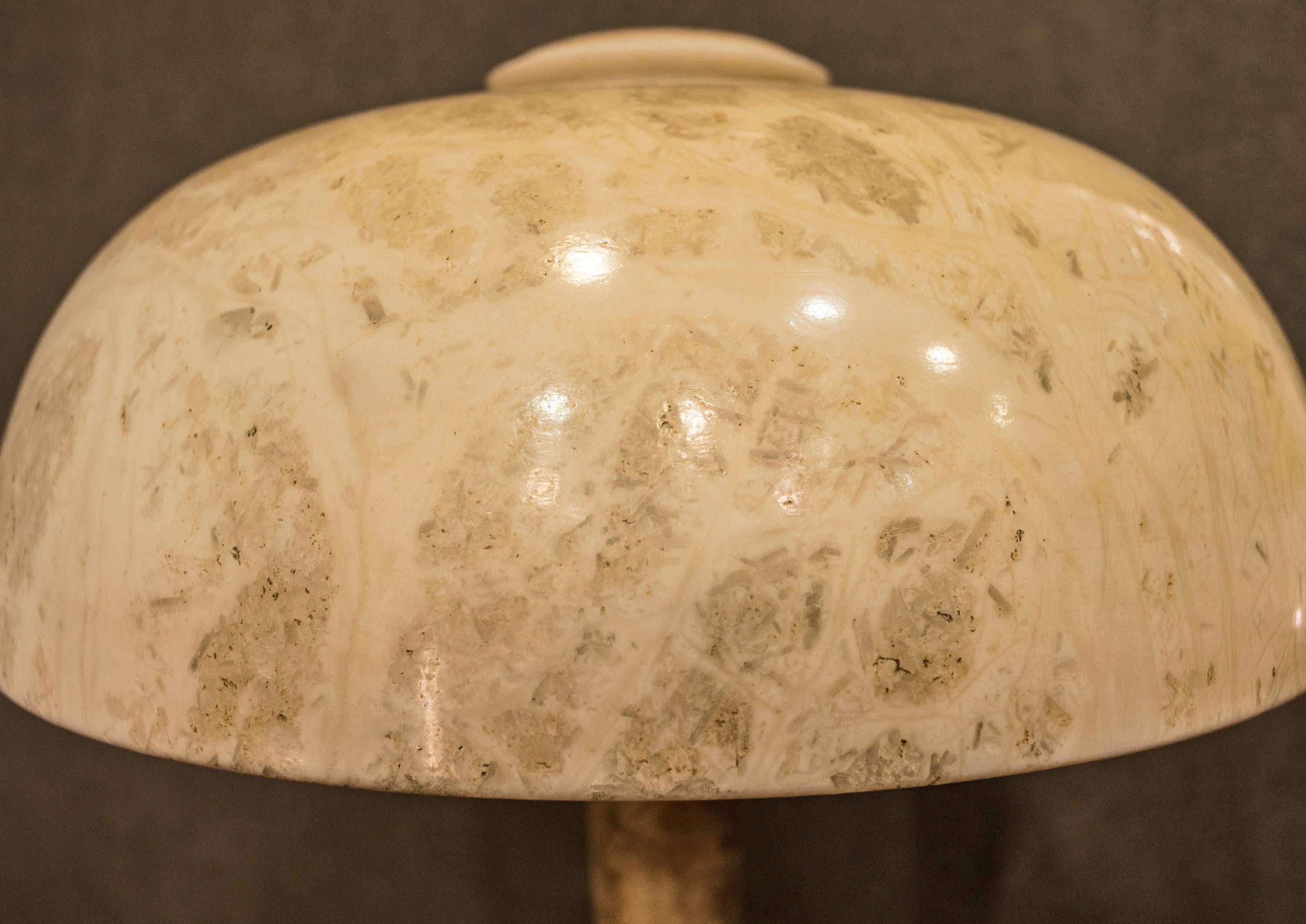 Art Nouveau French  table lamp in Alabaster Beige Mushroom Shaped , 1900 6