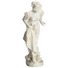 Art Nouveau Alabaster Figure 'Jolie Jeune Femme' by Georges Laurent