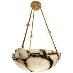 Antique Art Nouveau Alabaster Fixture, France 1920