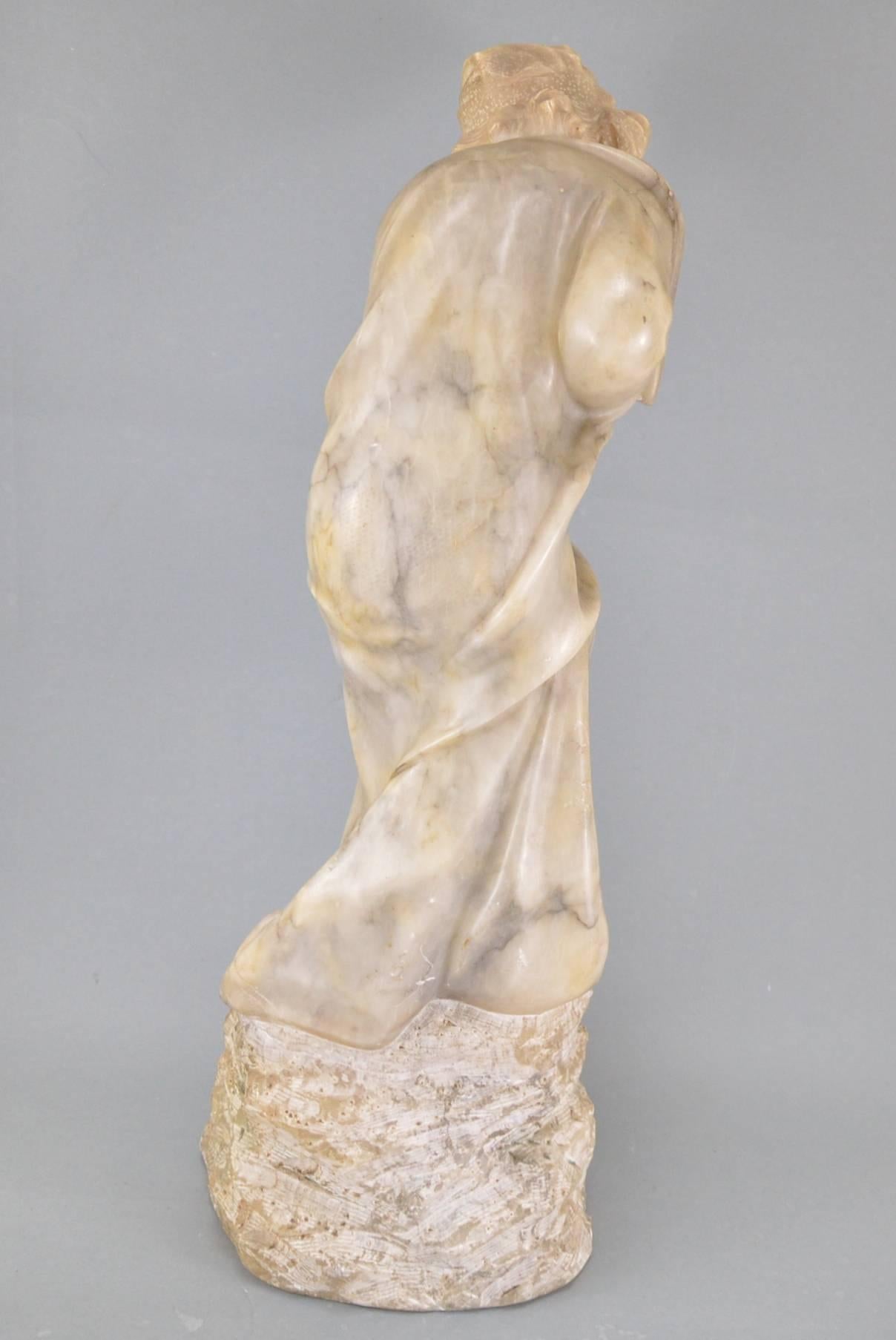 Art Nouveau Alabaster Sculpture, Woman on a Rock 2