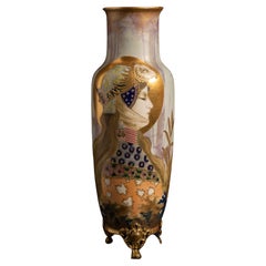 Vintage Art Nouveau Allegory of Germany Portrait Vase by Kannhäuser for RStK Amphora
