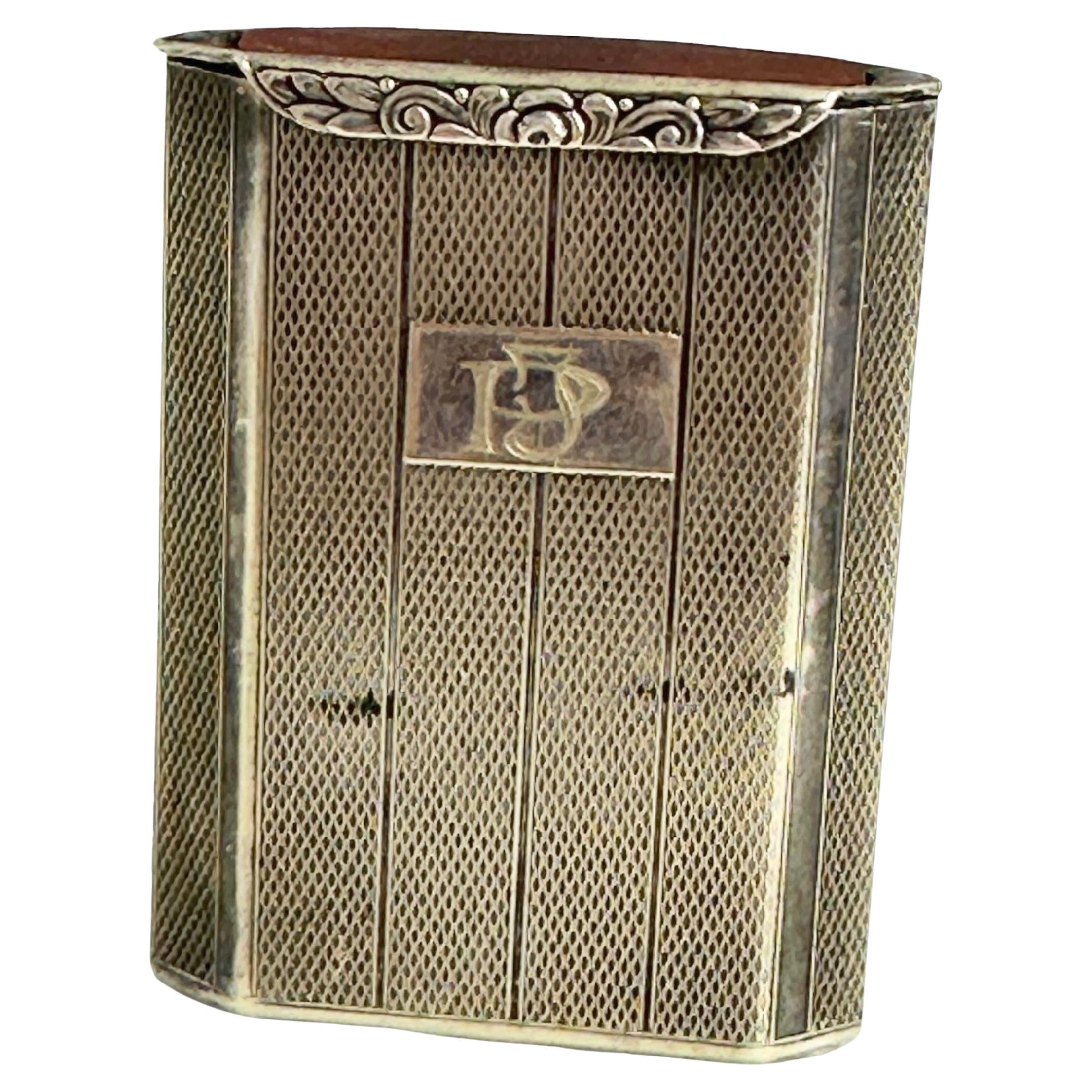 Astuccio per fiammiferi in alpaca Art Nouveau, Austria d'epoca, Monogram J.P. in vendita