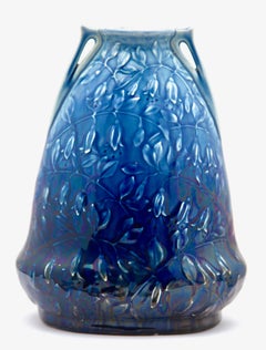Art Nouveau AMC, Wasmuel, Floral Decoration Glazed Vase Made in Belgium, 1920s