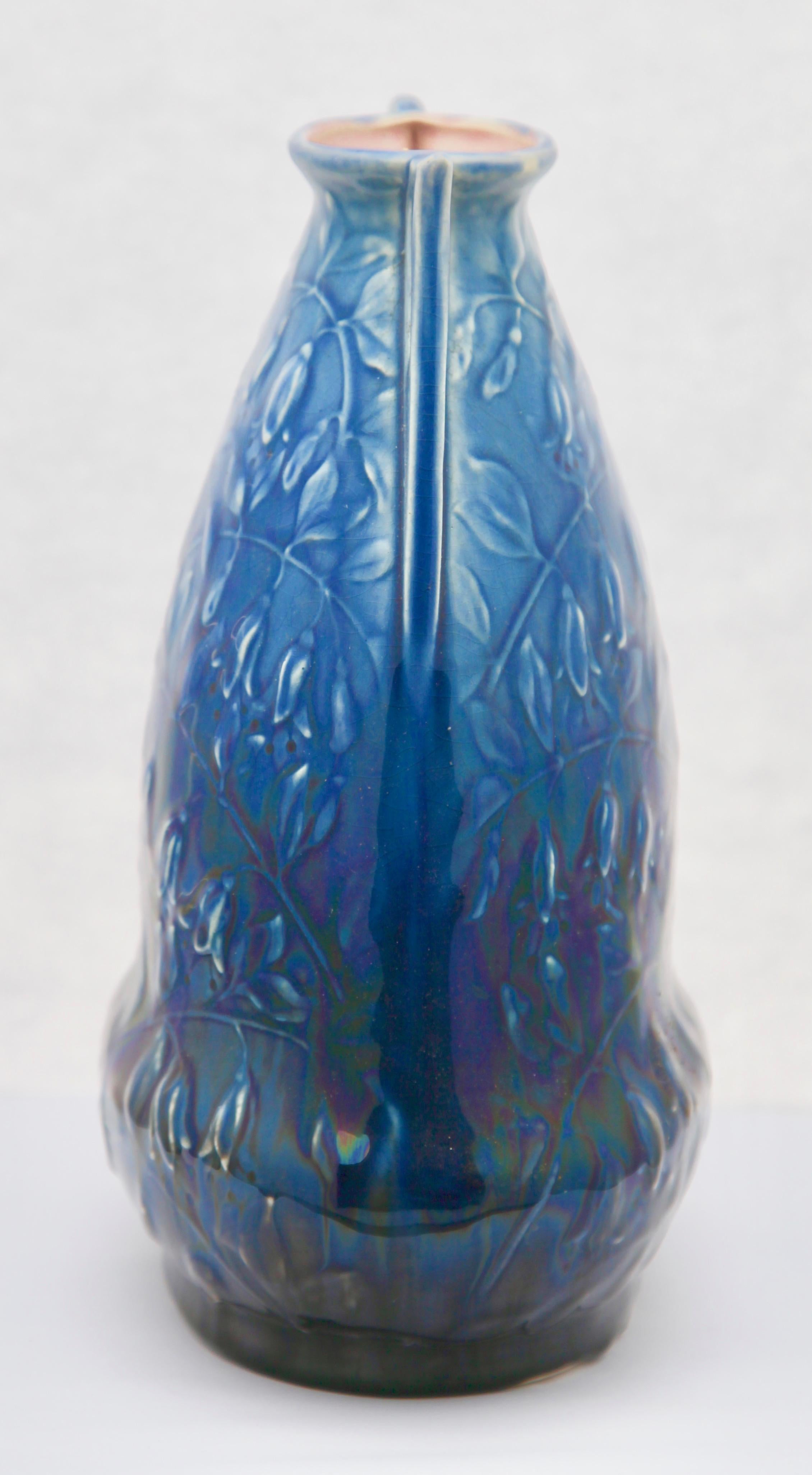 Belgian Art Nouveau AMC, Wasmuel, Floral Decoration Glazed Vase Made in Belgium, 1920s