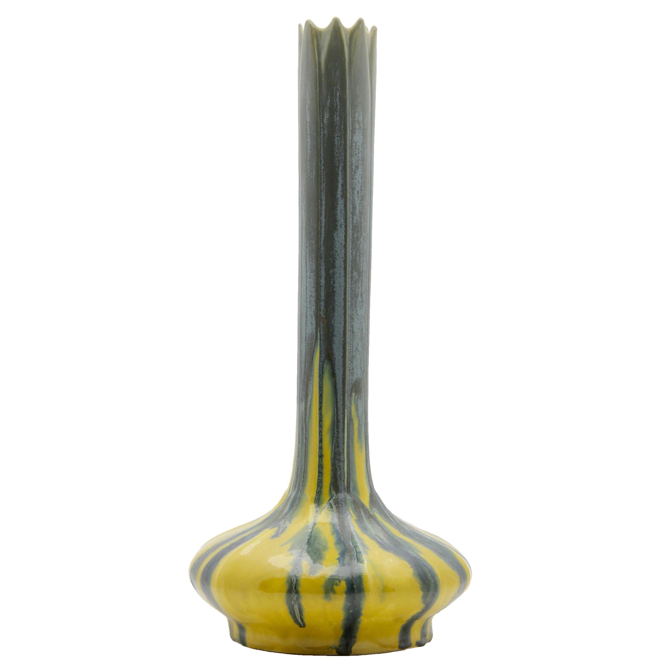 Art Nouveau AMC, Wasmuel, Glazed Vase 'Soliflower' Made in Belgium