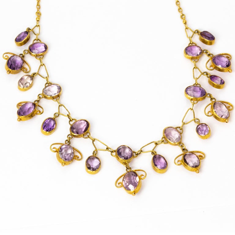 Art Nouveau Amethyst 15 Carat Gold Necklace by Liberty and Co. For Sale ...