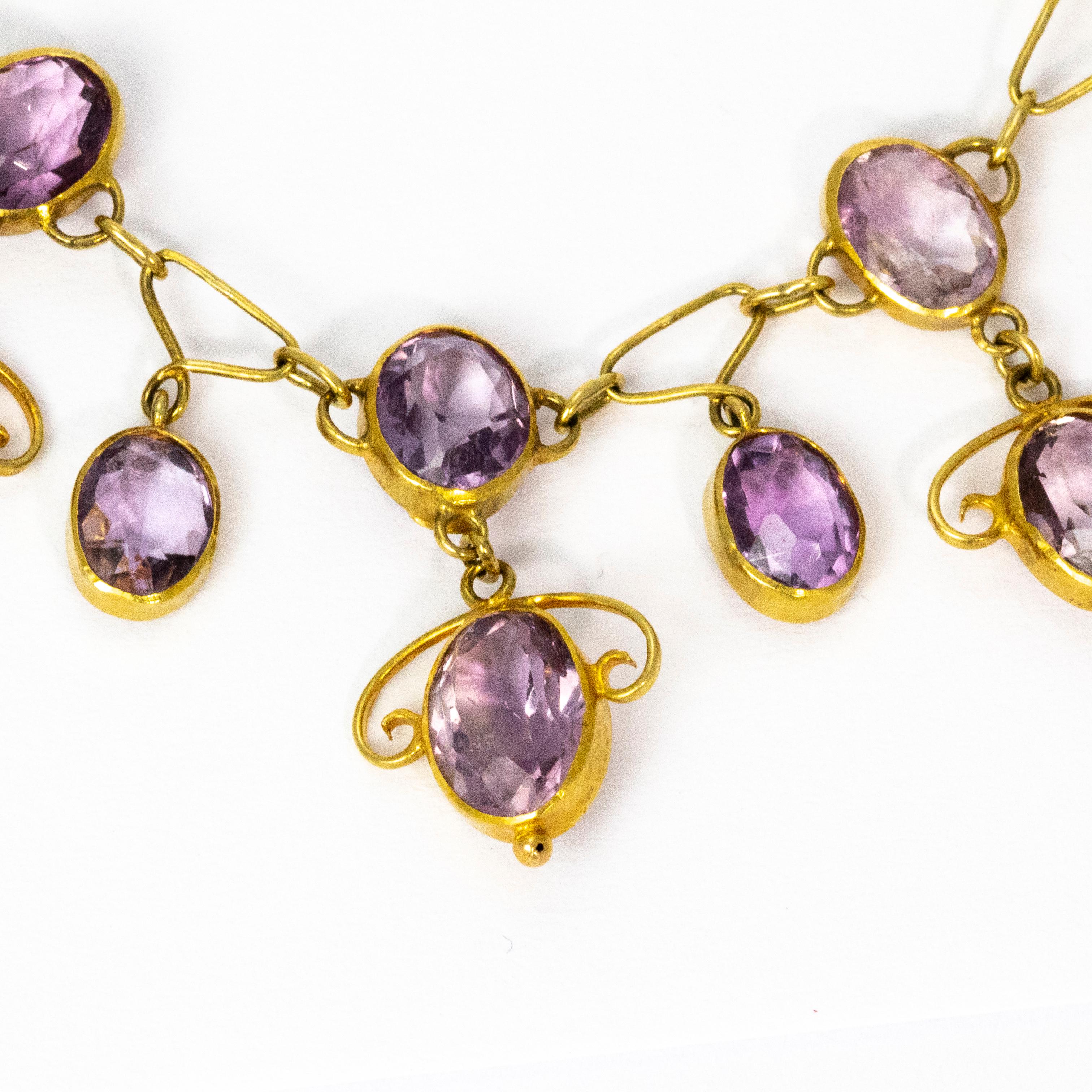 Women's Art Nouveau Amethyst 15 Carat Gold Necklace by Liberty & Co.