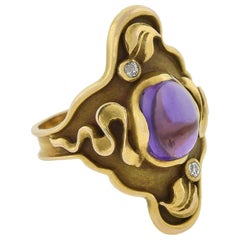 Art Nouveau Amethyst and Diamond Ring