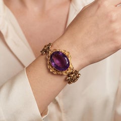 Art Nouveau Amethyst Bracelet 18K Yellow Gold