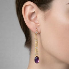 Art Nouveau Amethyst Drop Earrings 14k gold
