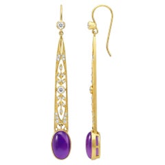 Art Nouveau Amethyst Drop Earrings 14k gold