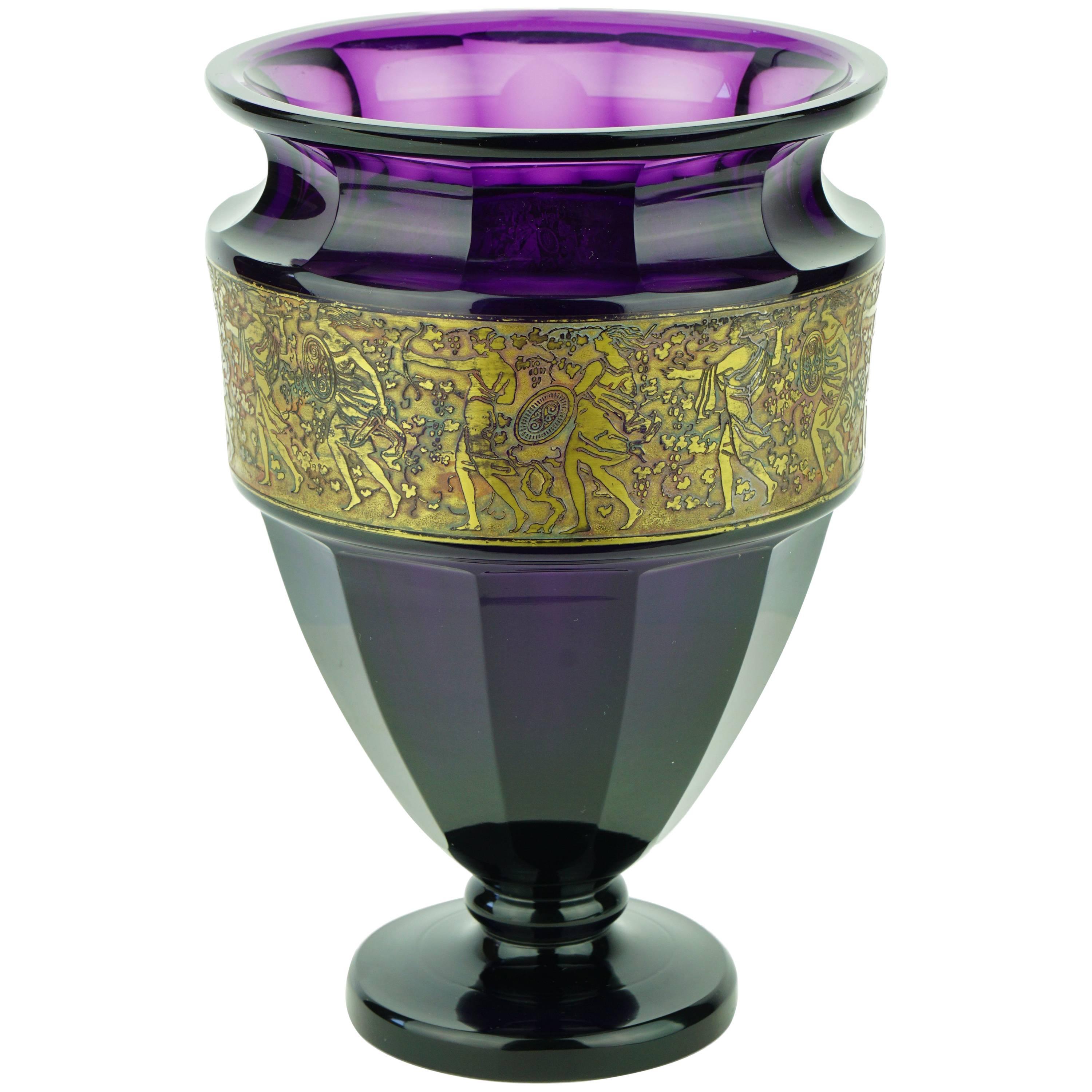 Art Nouveau Amethyst Moser Vase For Sale