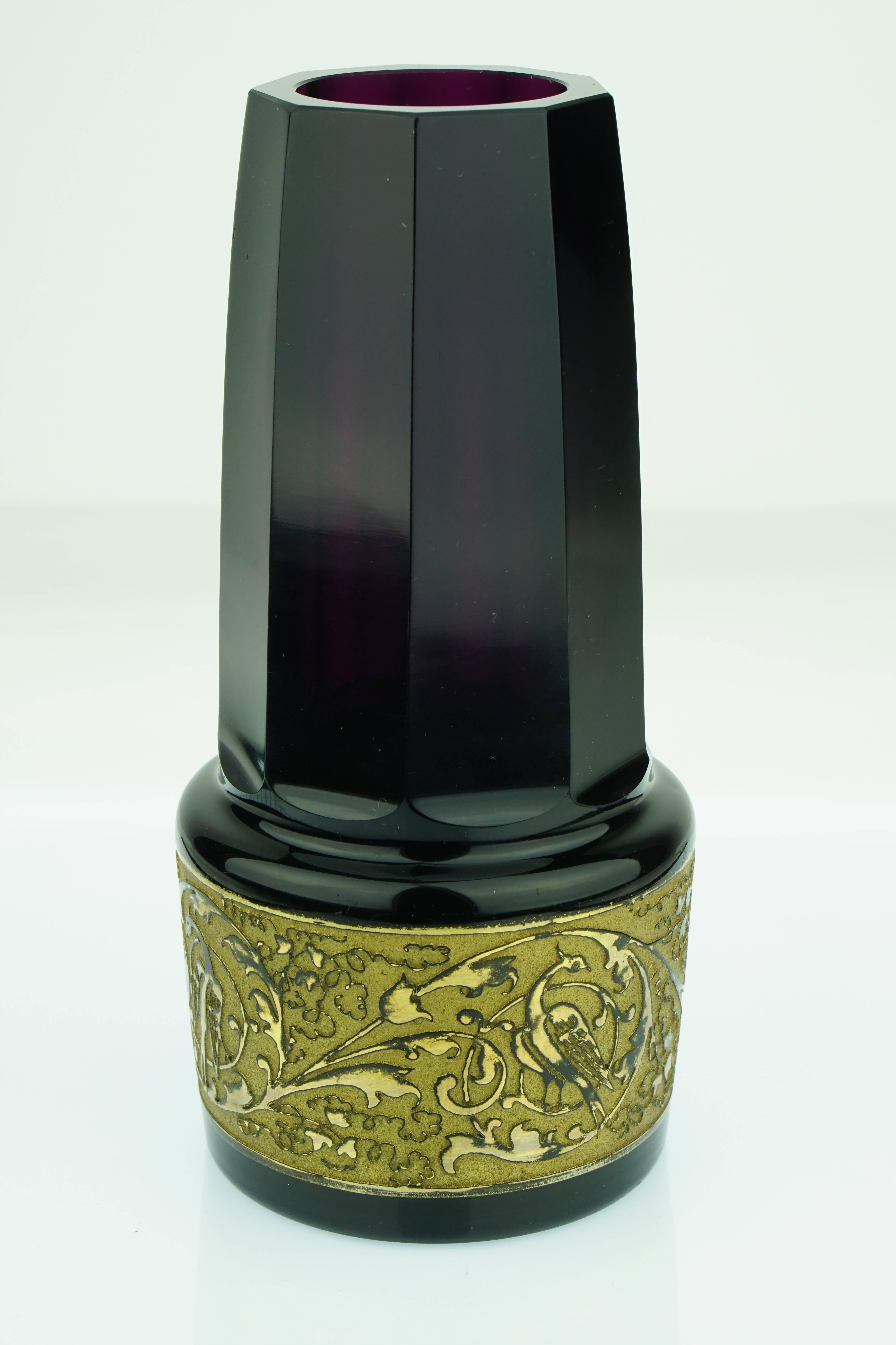 Early 20th Century Art Nouveau Amethyst Moser Vases For Sale