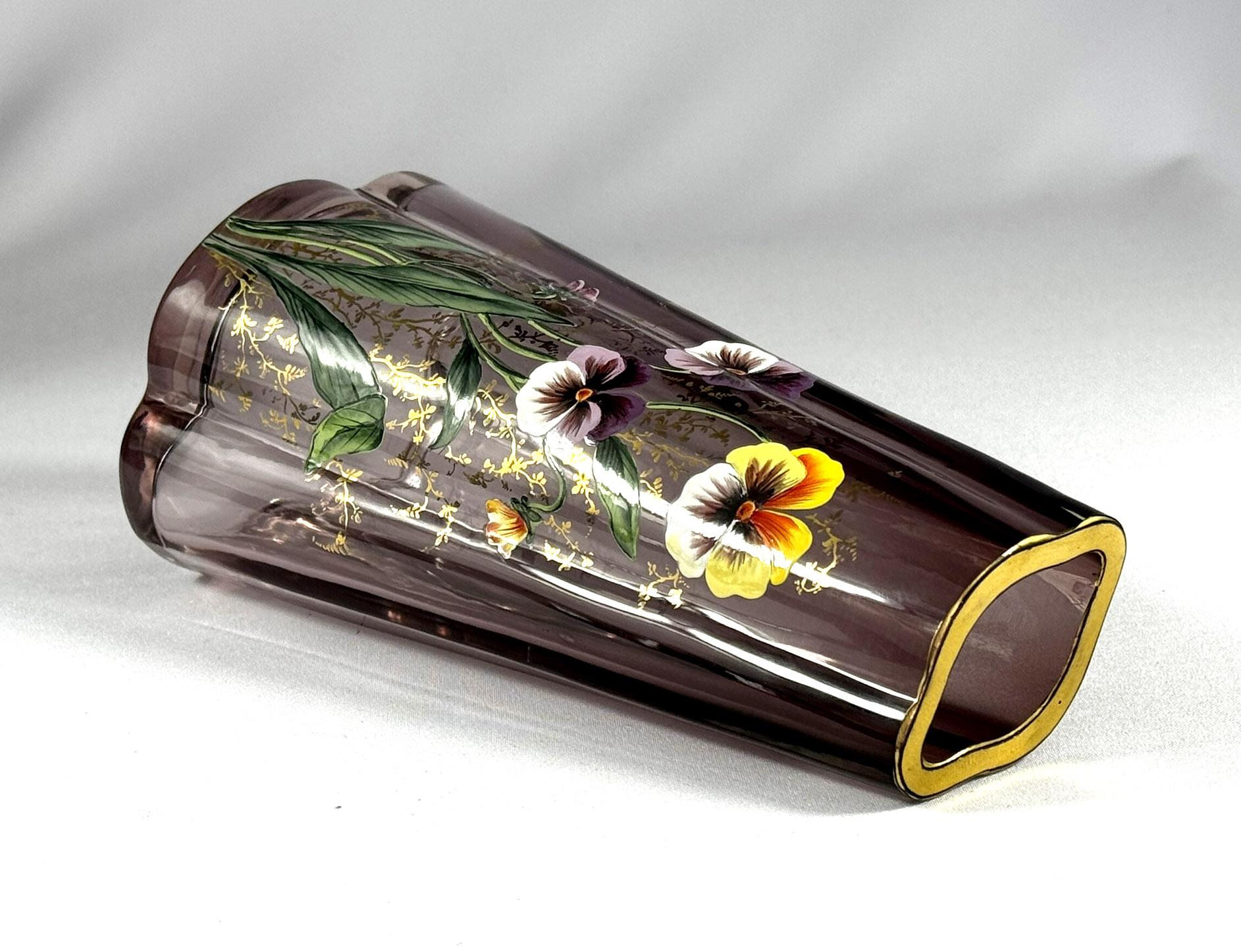 Vaso dipinto in stile Art Nouveau con ametista ( Legras Mont  Francia ? ) in vendita 4
