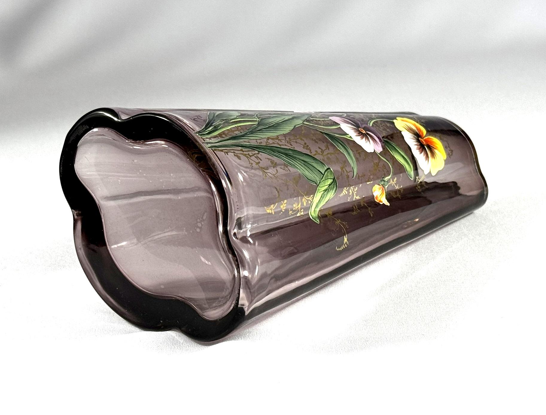 Vaso dipinto in stile Art Nouveau con ametista ( Legras Mont  Francia ? ) in vendita 5