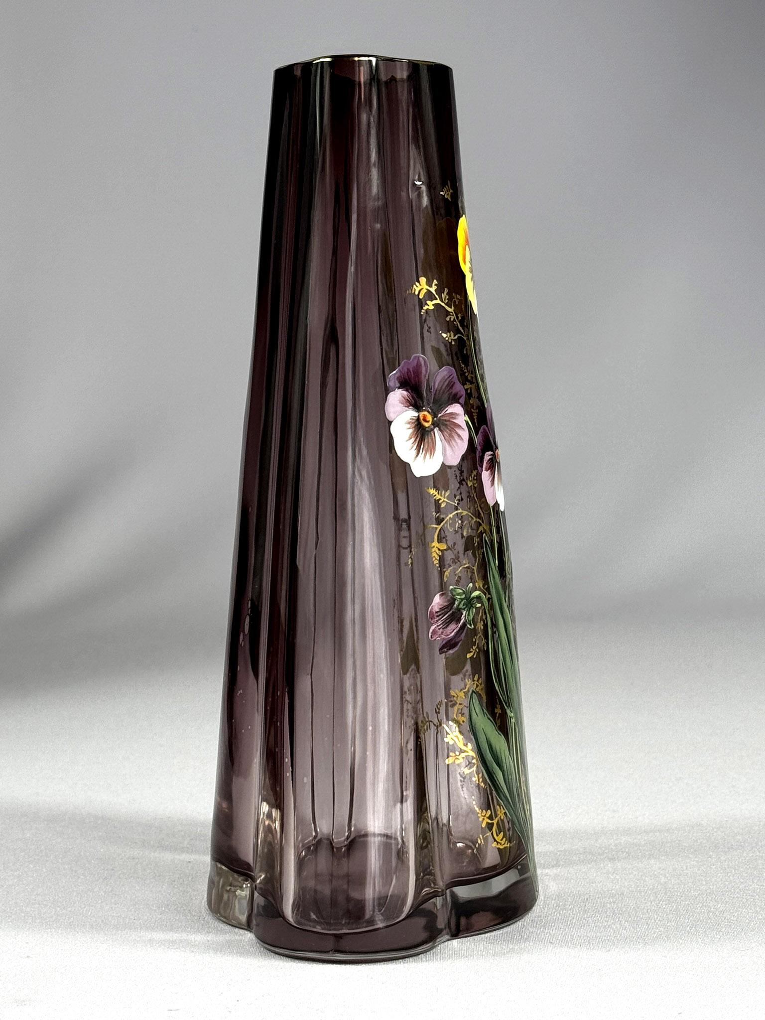 Vaso dipinto in stile Art Nouveau con ametista ( Legras Mont  Francia ? ) in vendita 1