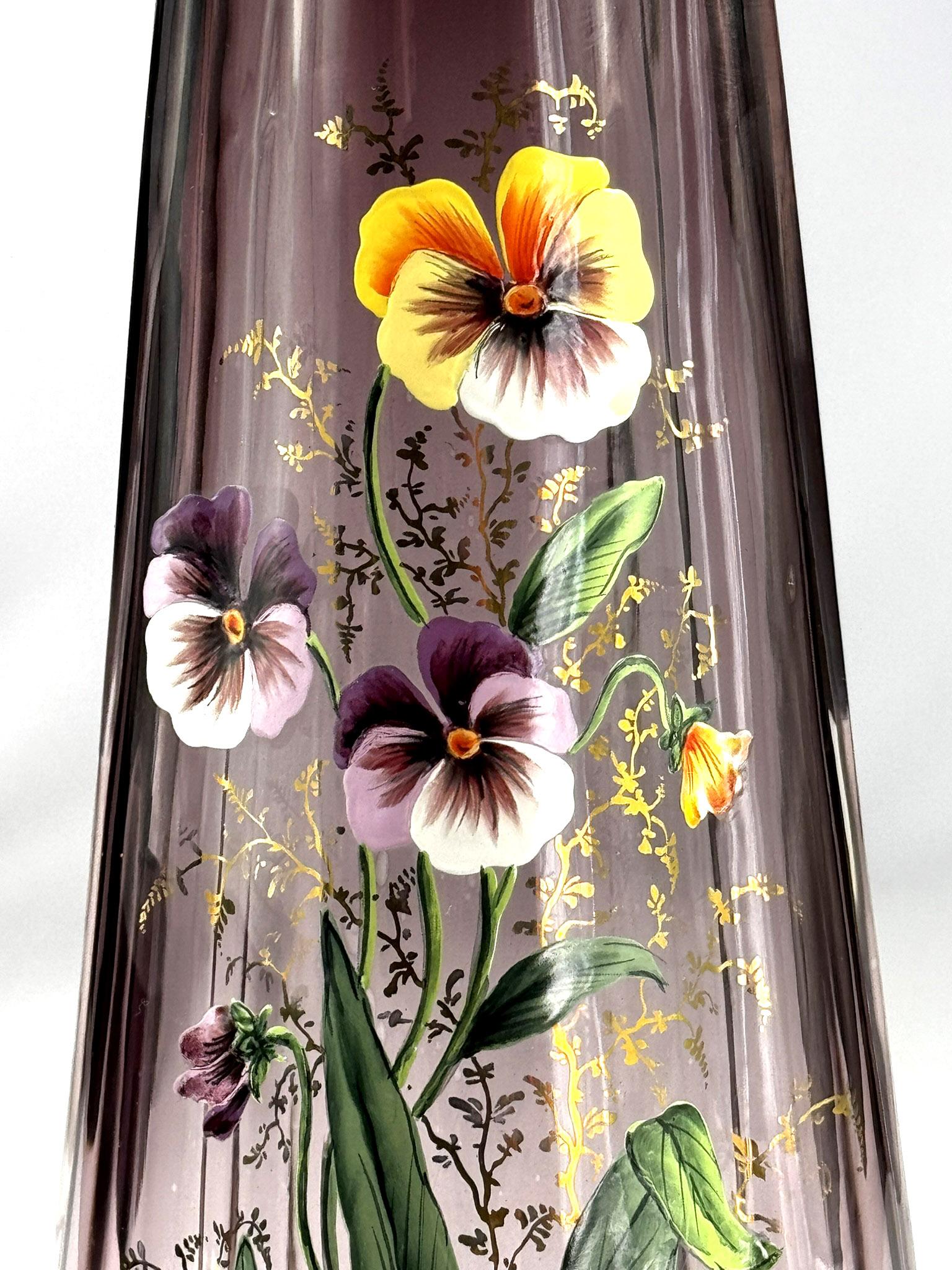 Vaso dipinto in stile Art Nouveau con ametista ( Legras Mont  Francia ? ) in vendita 2