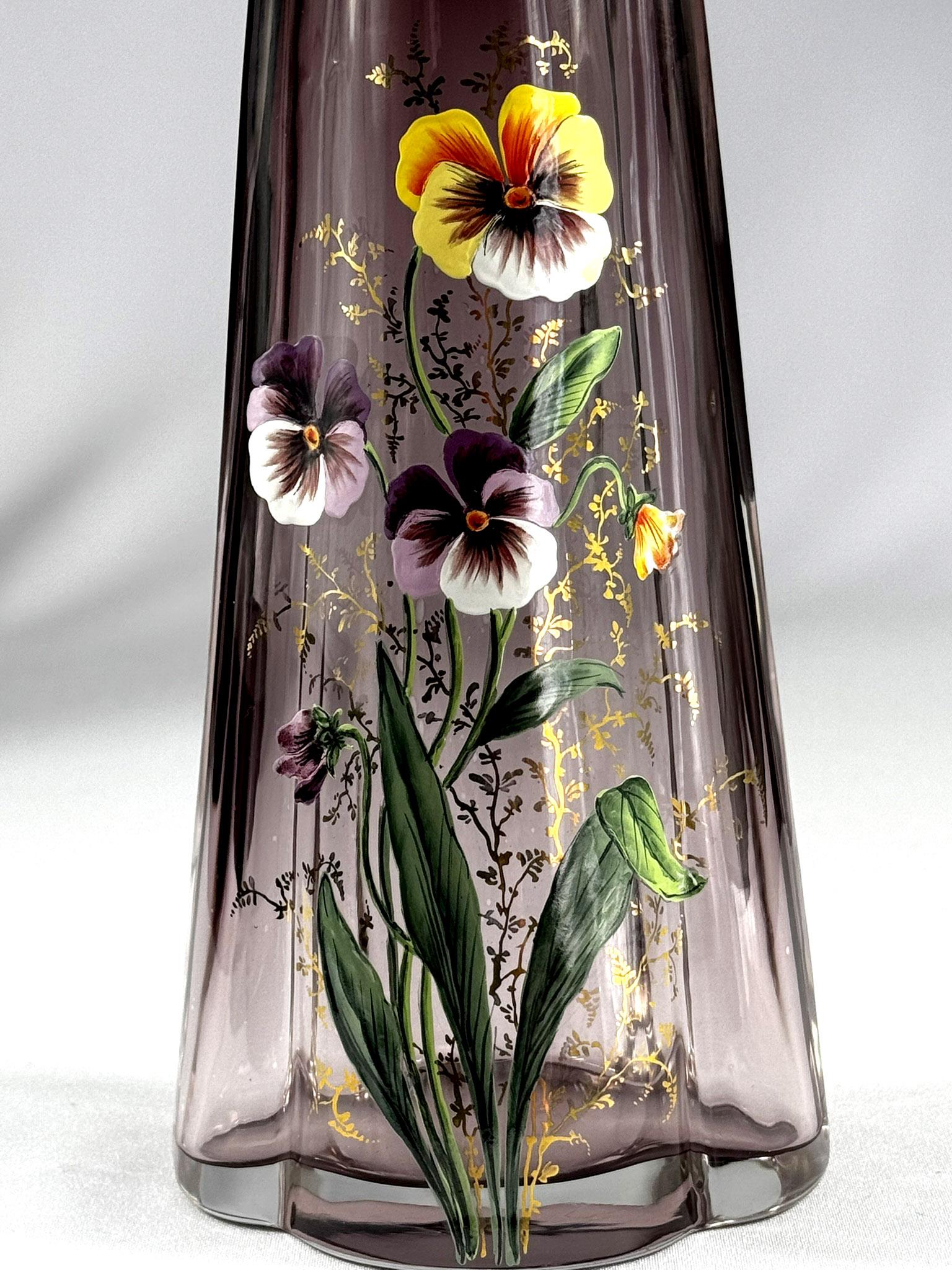 Vaso dipinto in stile Art Nouveau con ametista ( Legras Mont  Francia ? ) in vendita 3