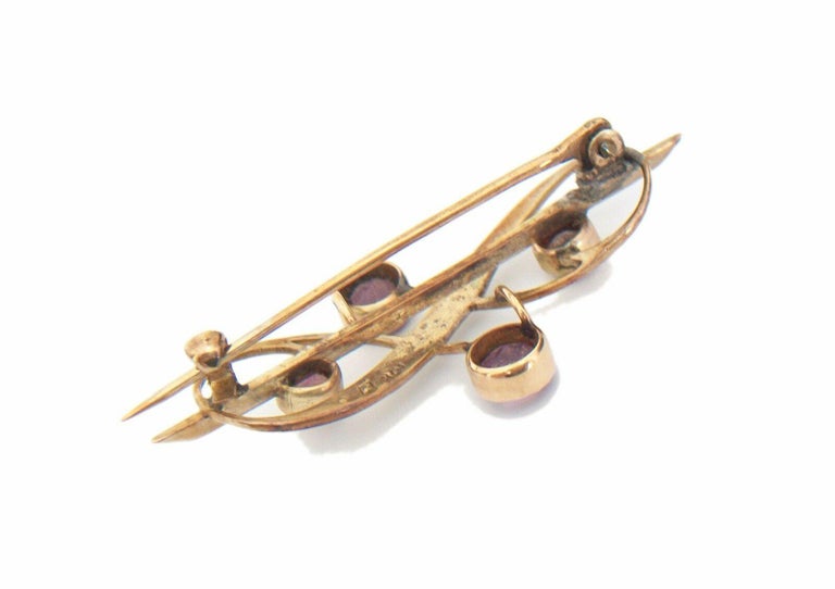 Art Nouveau Amethyst Paste & Seed Pearl Brooch - 10K Gold - Signed - C. 1930's For Sale 4
