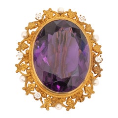 Art Nouveau Amethyst, Pearl and Diamond Brooch, circa 1910 Art Nouveau Amethyst, Pearl and Diamond Brooch, circa 1910
