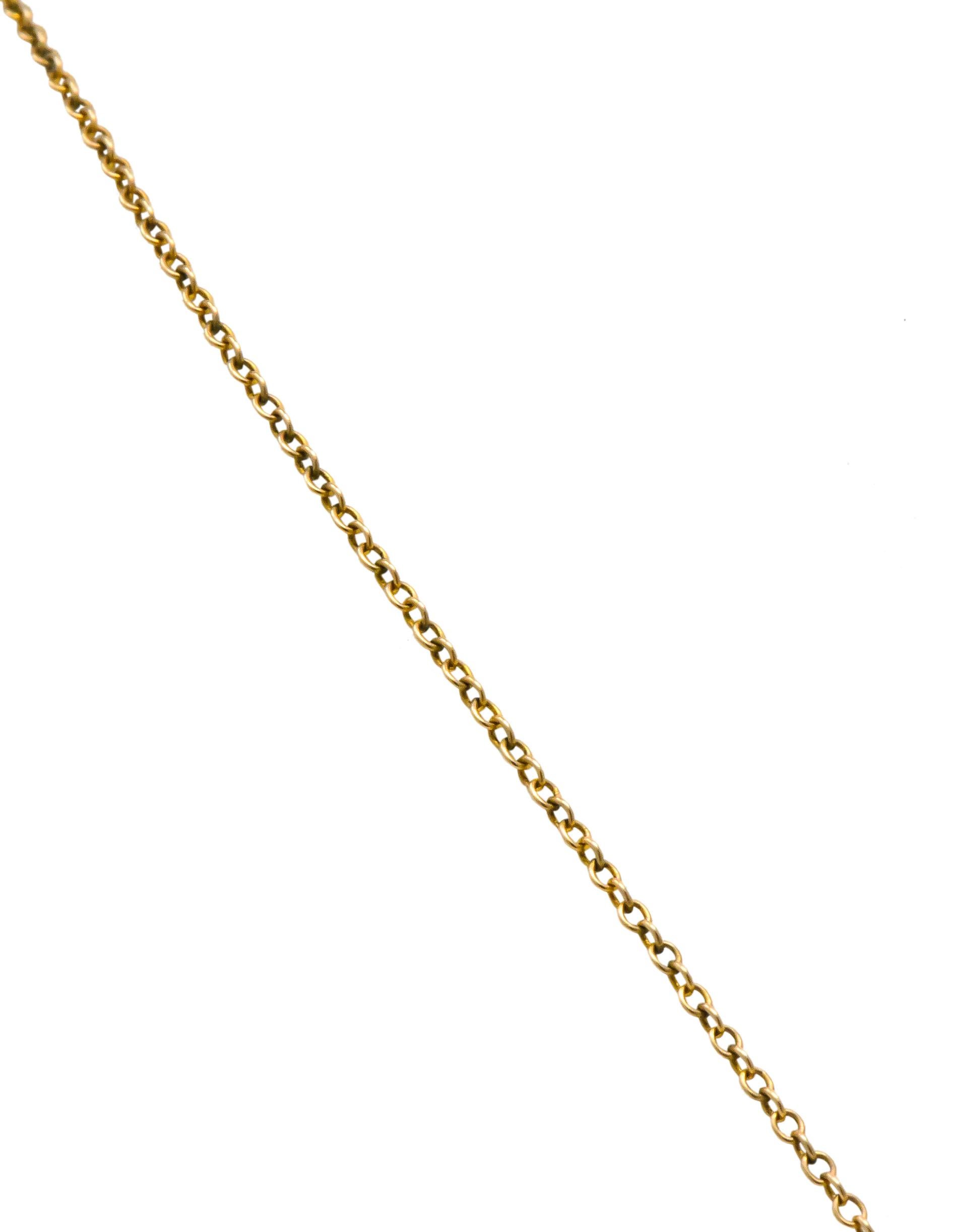 Women's or Men's Art Nouveau Amethyst Pearl Enamel 14 Karat Gold Pendant Necklace