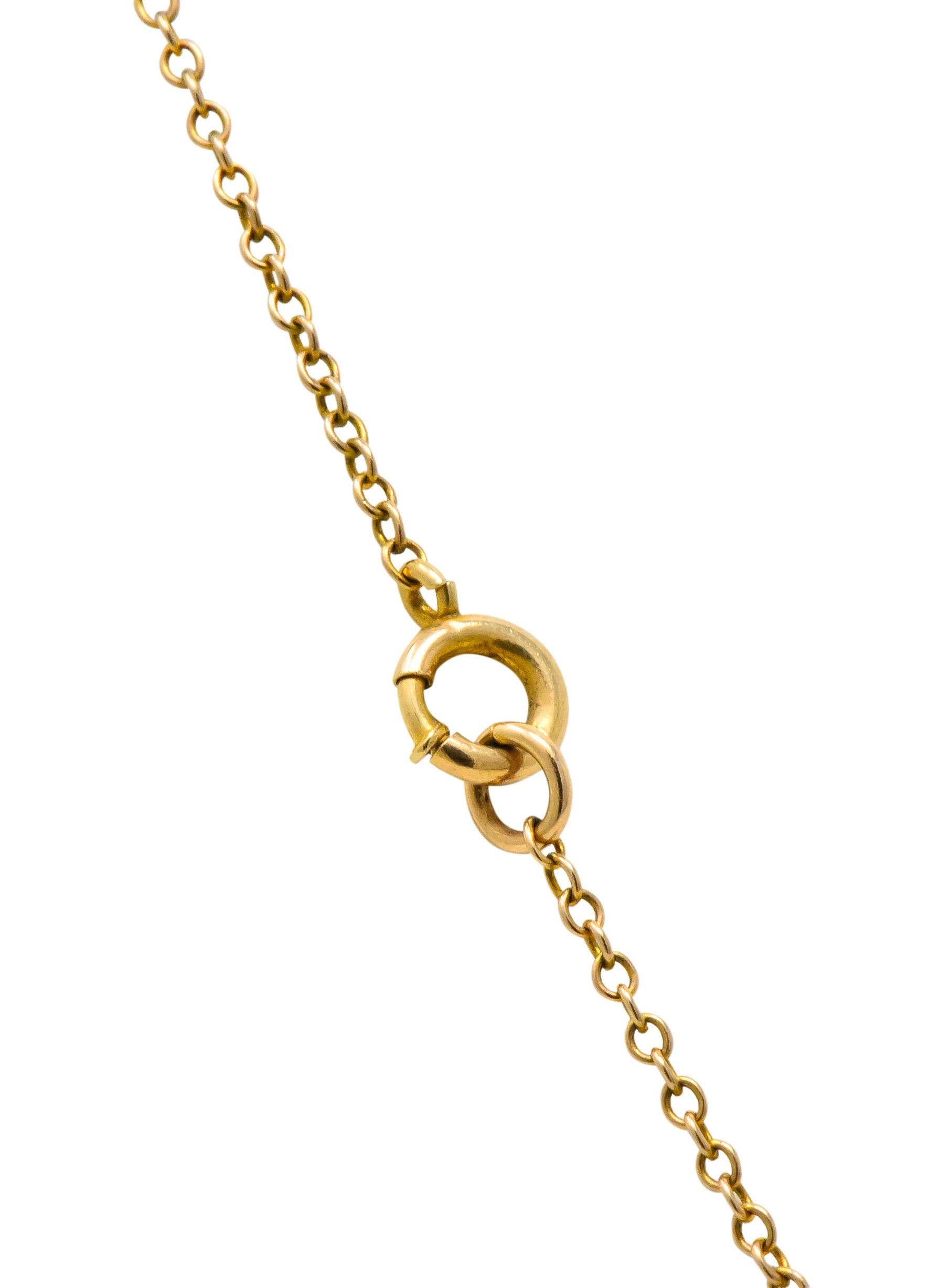 Art Nouveau Amethyst Pearl Enamel 14 Karat Gold Pendant Necklace 1