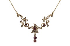 Art Nouveau Amethyst & Seed Pearl Naturalistic Necklace