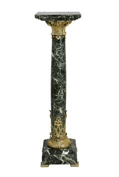 Art Nouveau Antico Verde Marble and Bronze Mounted Pedestal