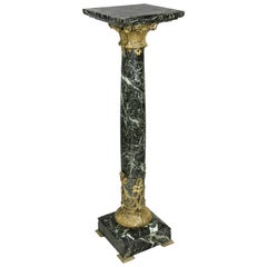 Antique Art Nouveau Antico Verde Marble and Bronze Mounted Pedestal