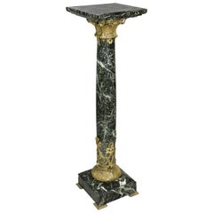 Art Nouveau Antico Verde Marble and Bronze Mounted Pedestal