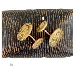 Art Nouveau Antique 1900 Krementz "The Song" 14 Karat Yellow Gold Cufflinks