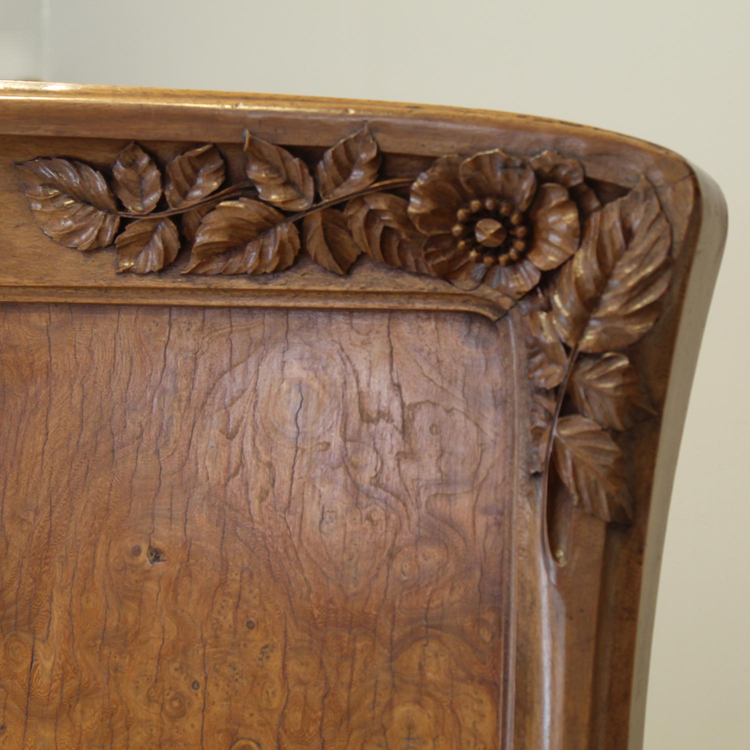 Art Nouveau Antique Bed in Burr Walnut, WK194 1