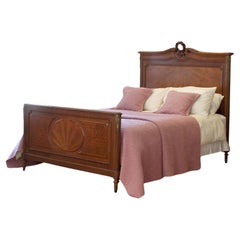Art Deco Antique Bed in Fruitwood with Parquetry and Sunburst Inlay, WK196