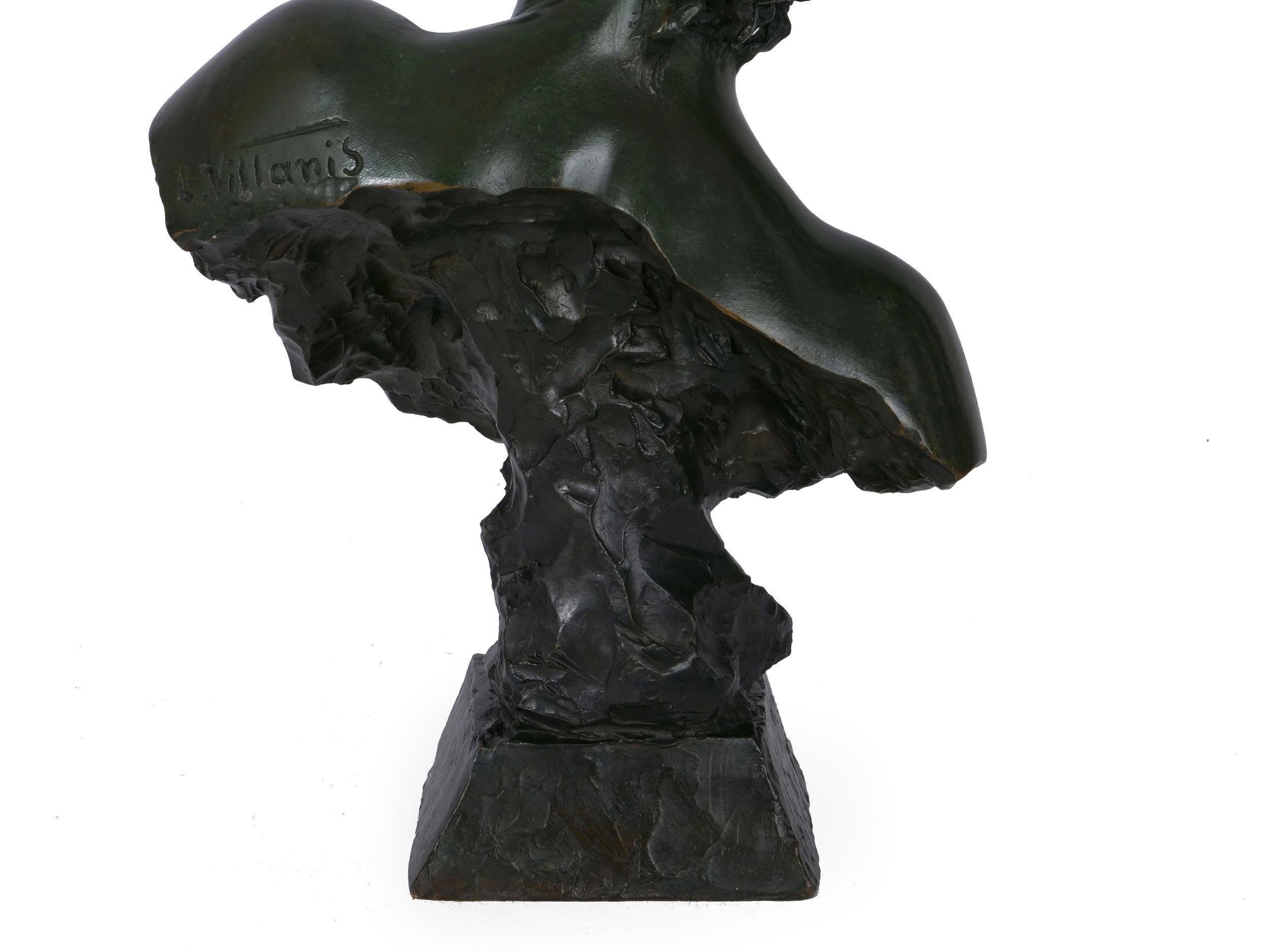 Art Nouveau Antique Bronze Sculpture “Bust of Diane” by Emmanuel Villanis 3