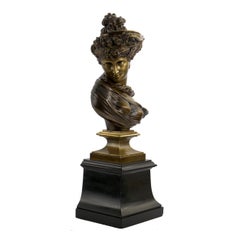 Art Nouveau Antique French Bronze Sculpture of Woman in Wind by Saibas
