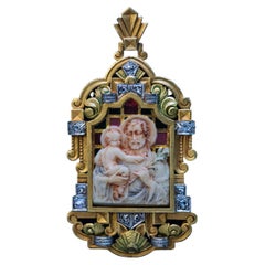 Art Nouveau Antique Jeweled Gold and Enamel Pendant