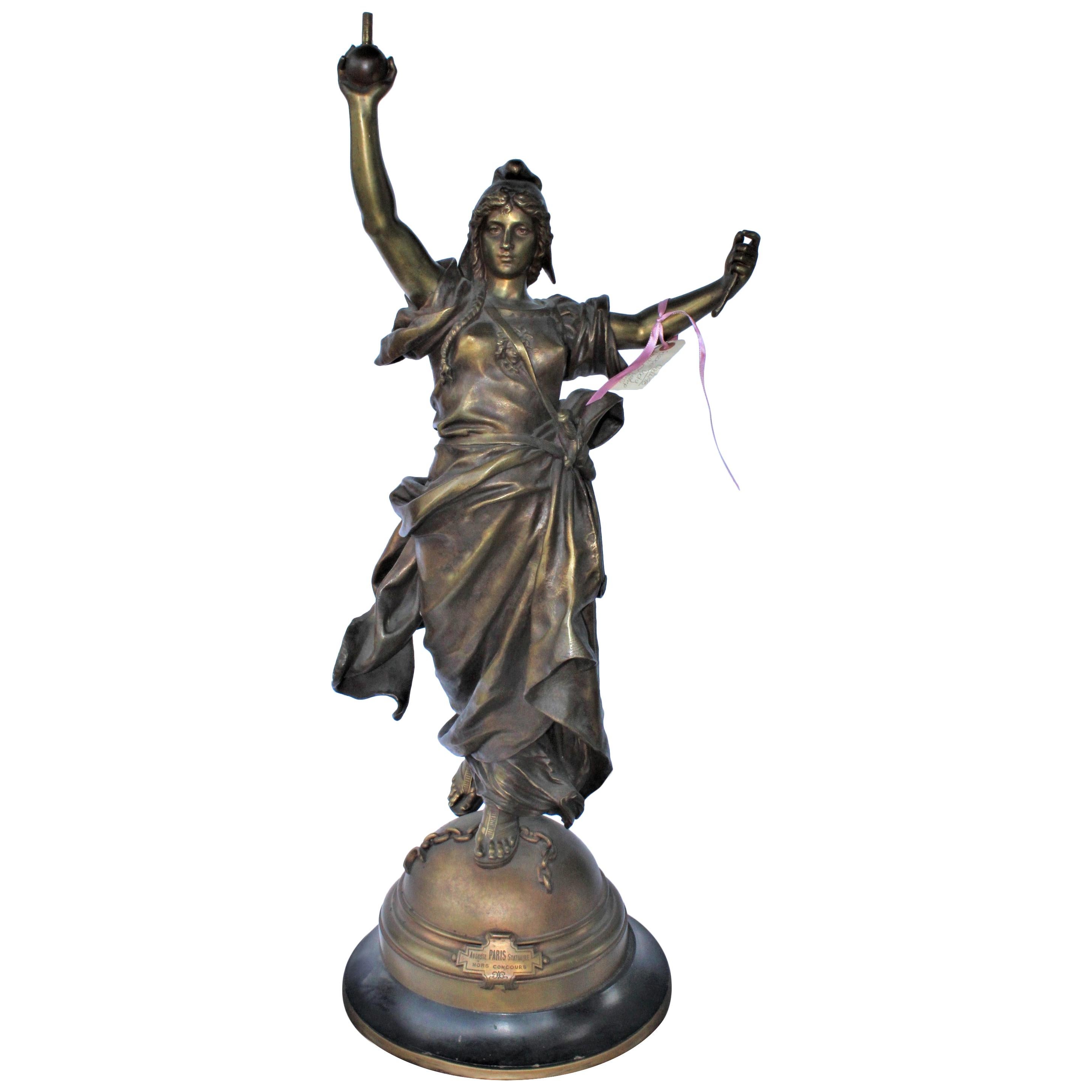 Art Nouveau Antike Dame Bronze 19. Jahrhundert Groß