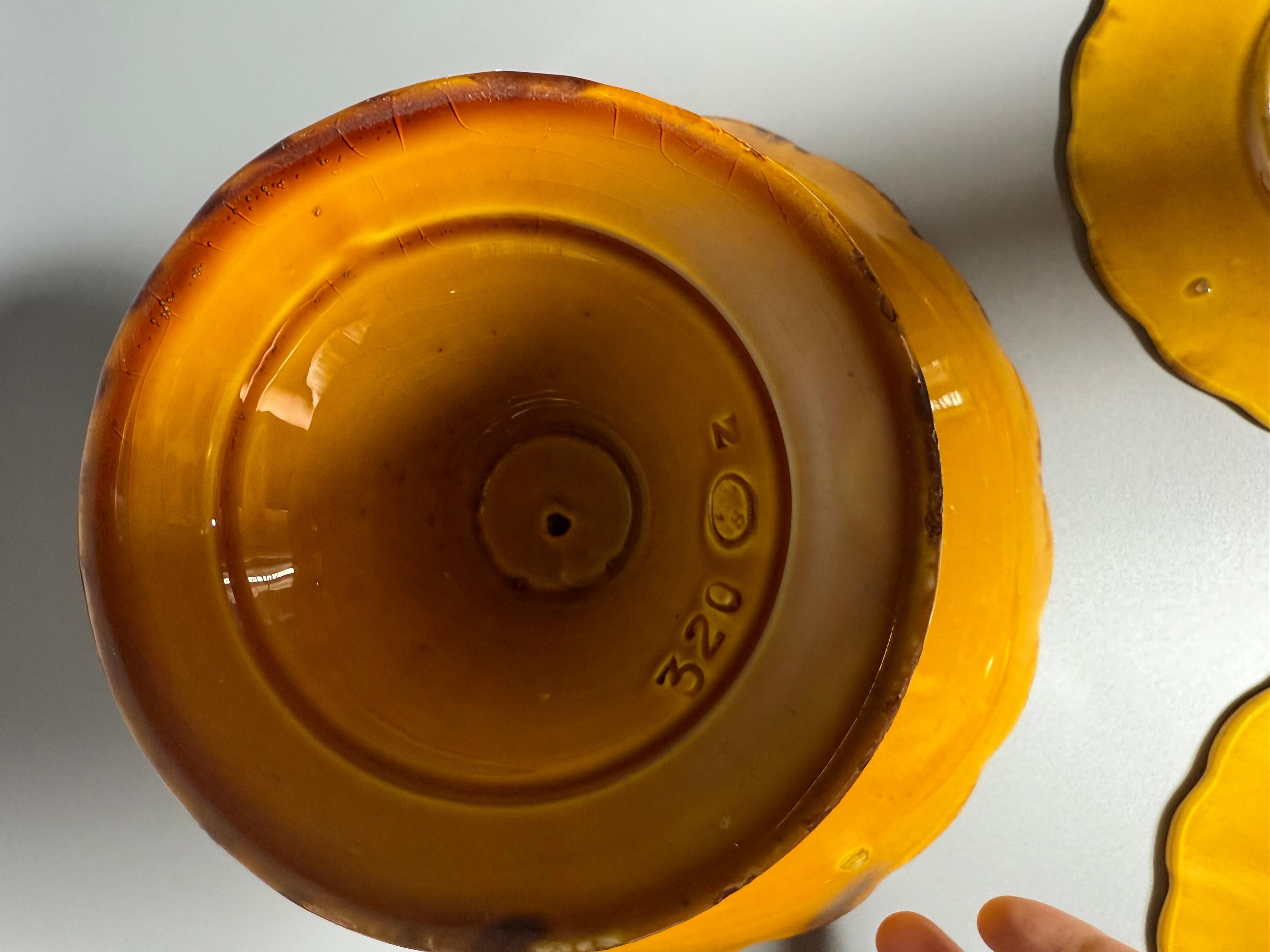 Art Nouveau Majolica Villeroy & Boch  Set  Fruit Stand Plates 1880 For Sale 6