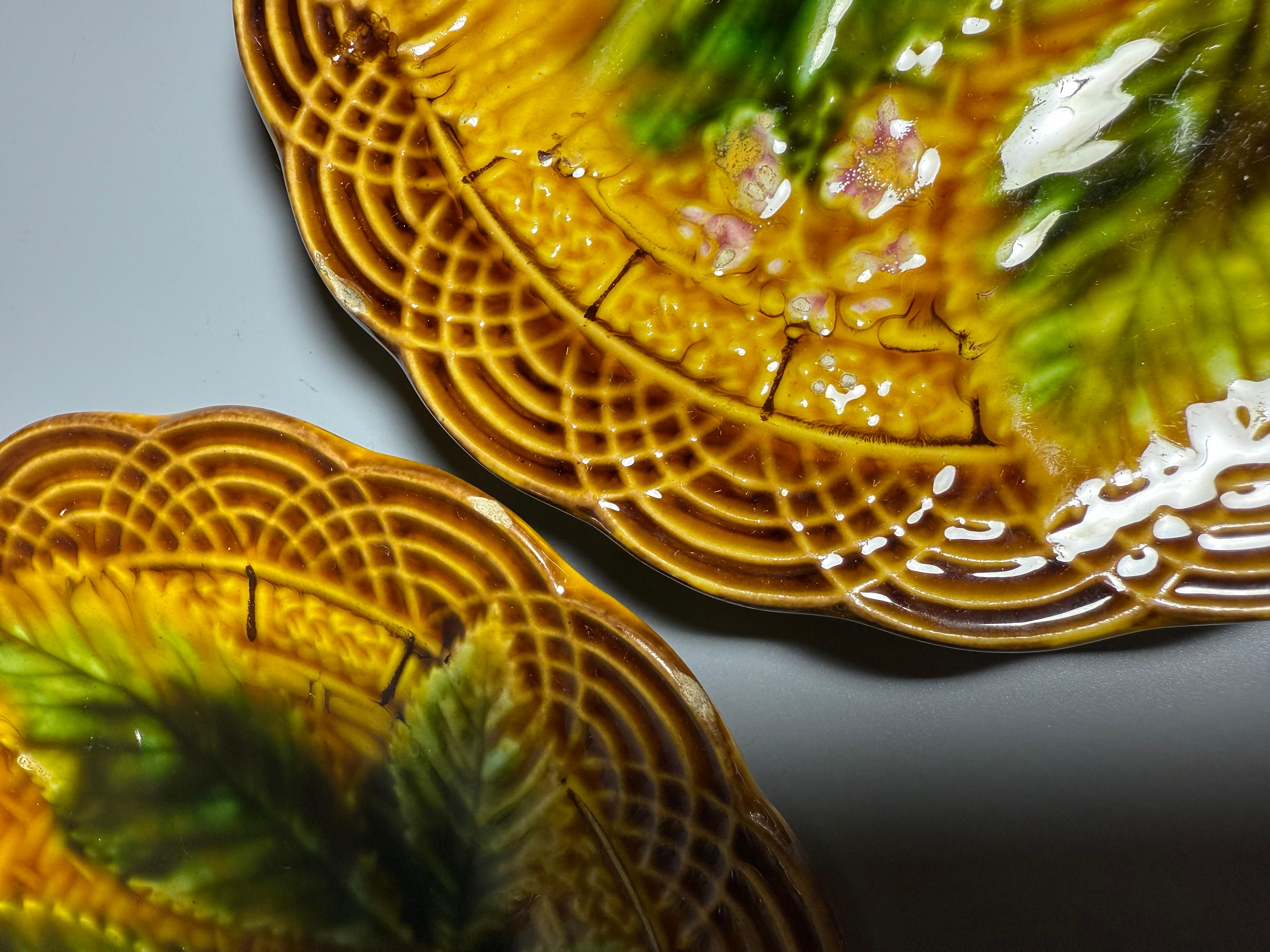 Art Nouveau Majolica Villeroy & Boch  Set  Fruit Stand Plates 1880 For Sale 10
